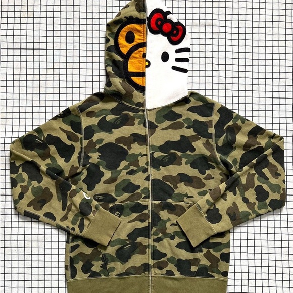 トップス XL HELLO KITTY BABY MILO hoodie A BATHING APE x Sanrio Milo Hello Kitty Split Face 1st Camo